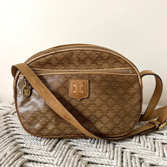 CELINE Paris Macadam Vinyl and Leather Crossbody Bag - Picture 1 of 14